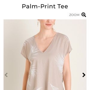 Chico’s Palm-Print Tee - Chico’s Size 1, (8) Medium - BRAND NEW WITH TAGS
